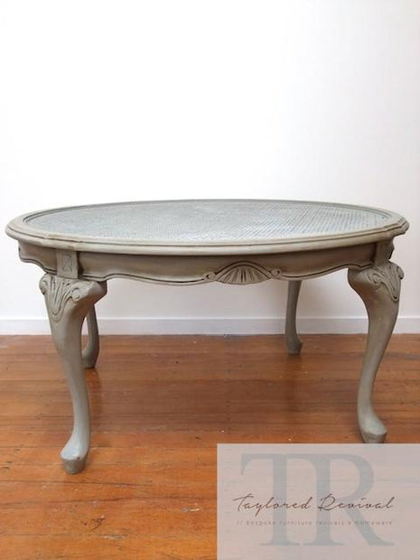 Not For Sale - Ainsley: Round rattan coffee table with ornate detailing