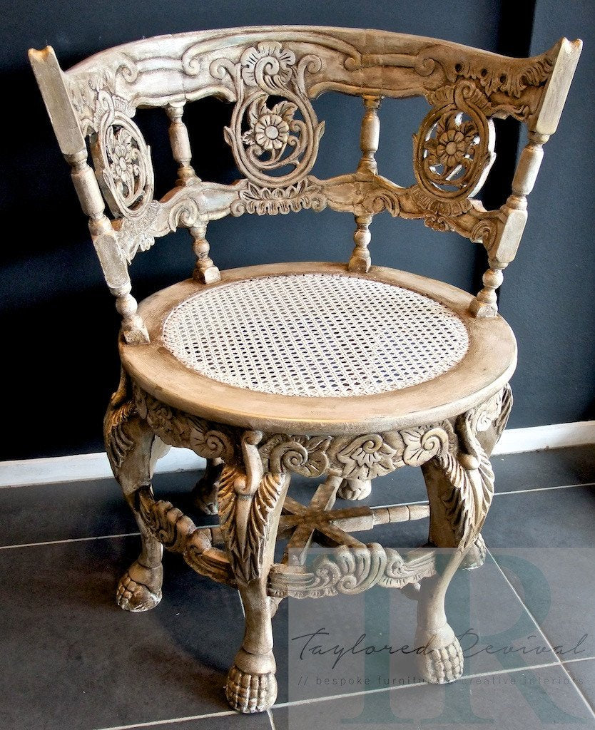 Not For Sale - Andrea : French Elegance collection: Hand painted, round ornate chair in Coco and Antoinette