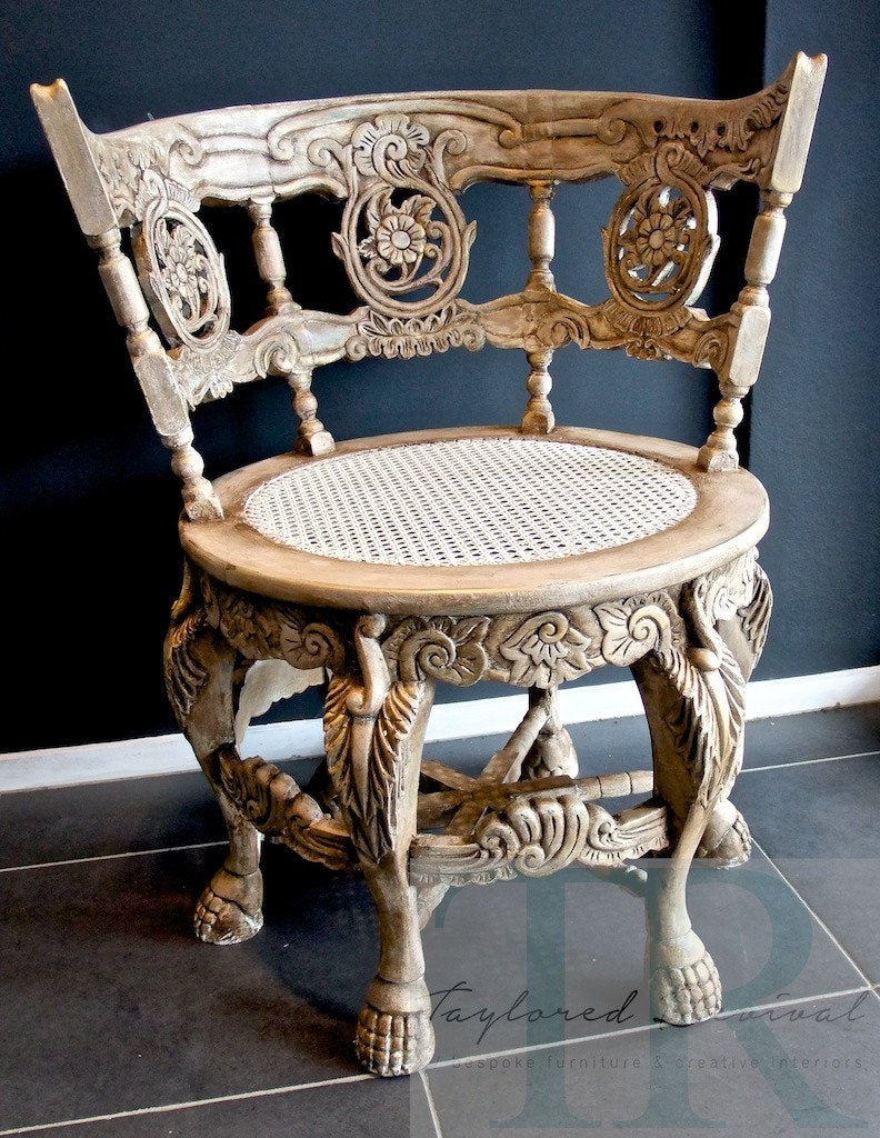 Not For Sale - Andrea : French Elegance collection: Hand painted, round ornate chair in Coco and Antoinette