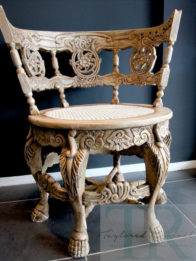 Not For Sale - Andrea : French Elegance collection: Hand painted, round ornate chair in Coco and Antoinette