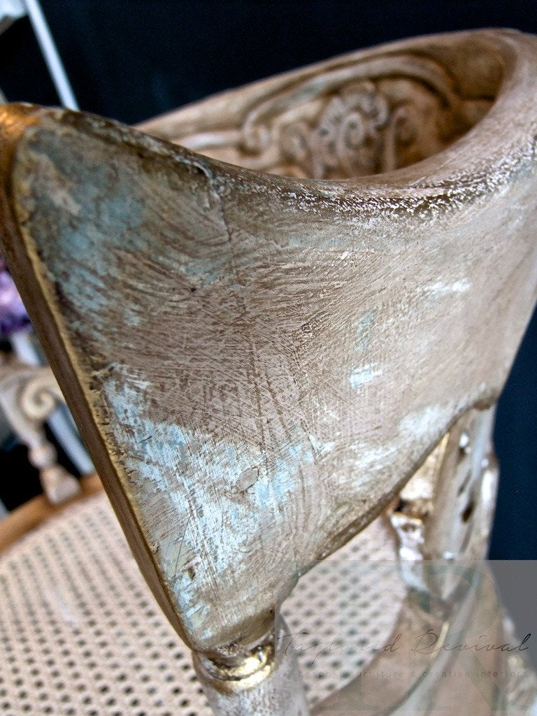 Not For Sale - Andrea : French Elegance collection: Hand painted, round ornate chair in Coco and Antoinette
