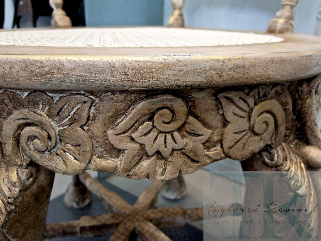 Not For Sale - Andrea : French Elegance collection: Hand painted, round ornate chair in Coco and Antoinette