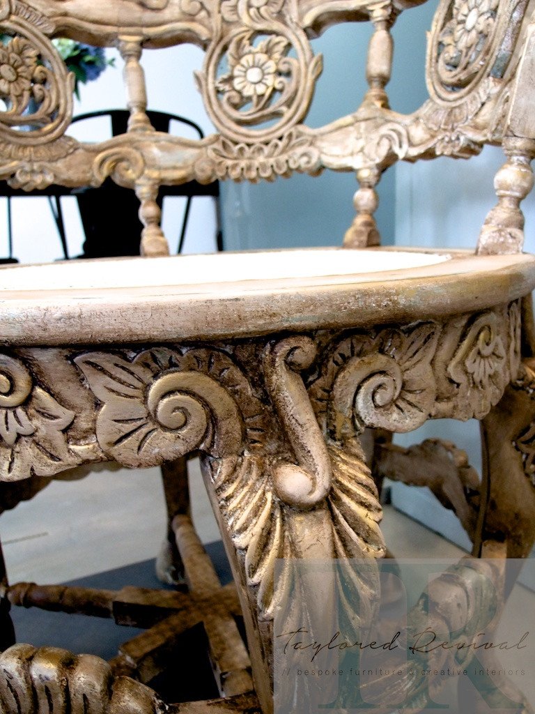 Not For Sale - Andrea : French Elegance collection: Hand painted, round ornate chair in Coco and Antoinette