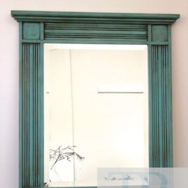 Not For Sale - Angelique: Solid wood mirror with bevelled edge in turquoise green