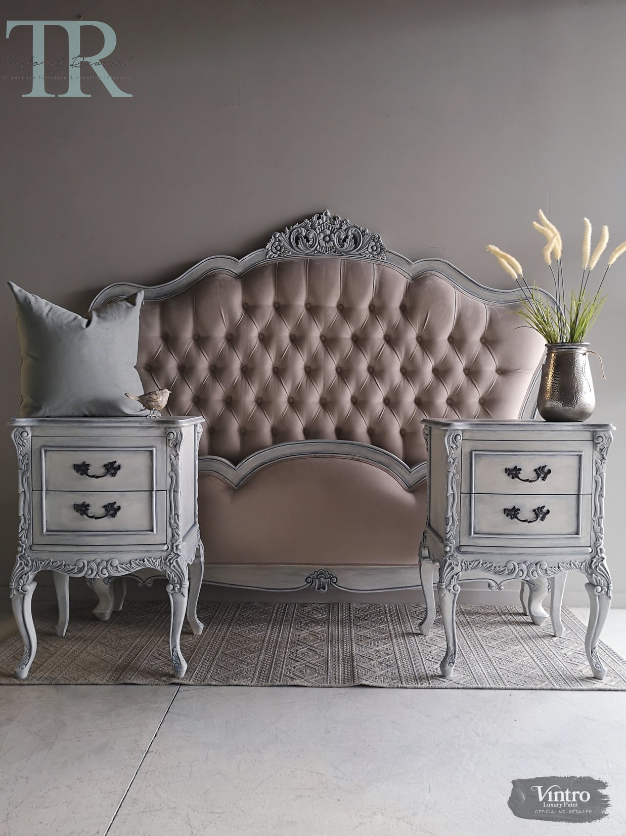 Not For Sale - Commissioned Bedroom Suite in a french style white & blue finish