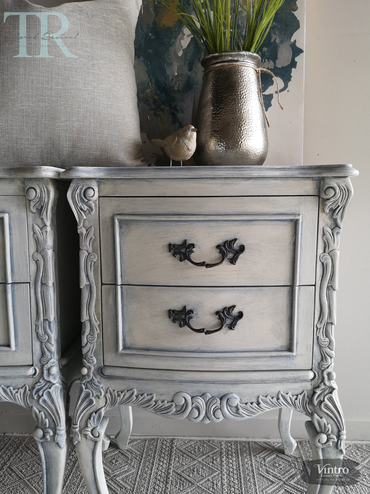 Not For Sale - Commissioned Bedroom Suite in a french style white & blue finish