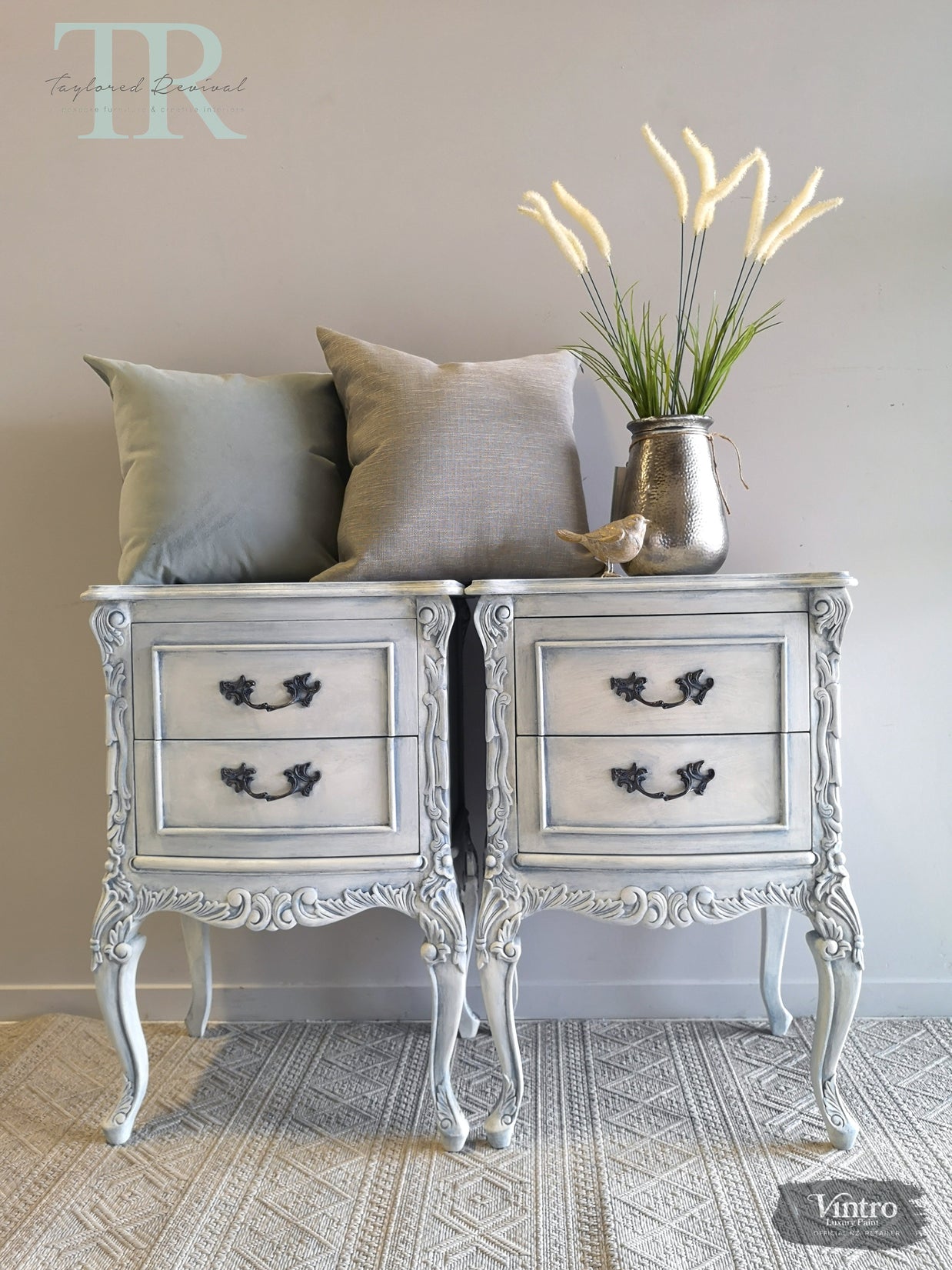 Not For Sale - Commissioned Bedroom Suite in a french style white & blue finish