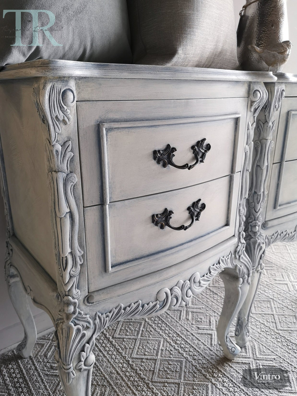 Not For Sale - Commissioned Bedroom Suite in a french style white & blue finish