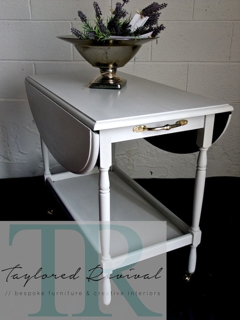 Not For Sale - Oak Tea Trolley in Custom mixed Paris Grey with Graphite underside
