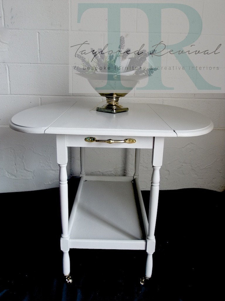 Not For Sale - Oak Tea Trolley in Custom mixed Paris Grey with Graphite underside