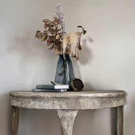 Not For Sale - Mahogany half round table in Artisan Stone  - Tuscan style stone finish