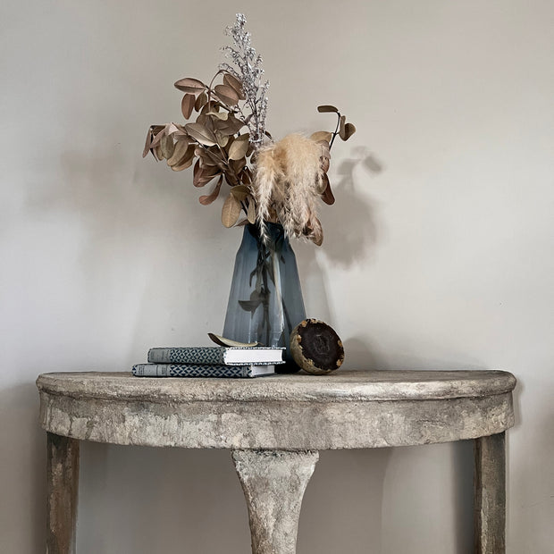 Not For Sale - Mahogany half round table in Artisan Stone  - Tuscan style stone finish