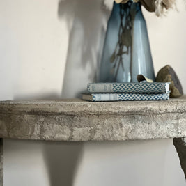 Not For Sale - Mahogany half round table in Artisan Stone  - Tuscan style stone finish