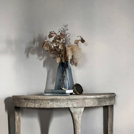 Not For Sale - Mahogany half round table in Artisan Stone  - Tuscan style stone finish