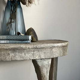 Not For Sale - Mahogany half round table in Artisan Stone  - Tuscan style stone finish
