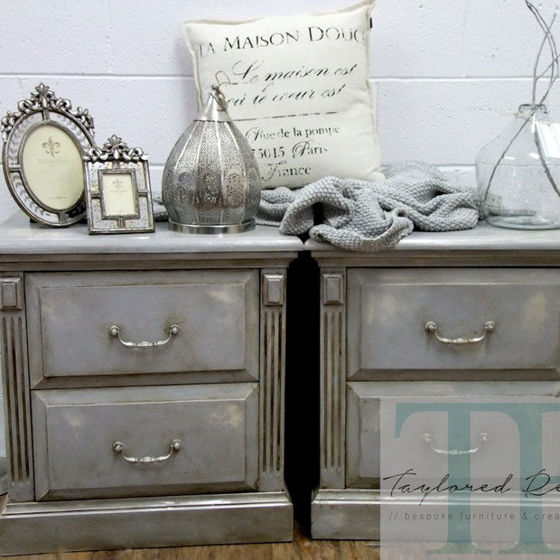 Not For Sale - Atlas & Vera : Two colour distressed bedside tables