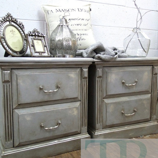 Not For Sale - Atlas & Vera : Two colour distressed bedside tables