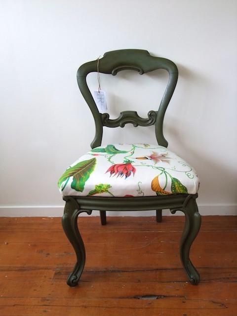 Not For Sale - Avery: hand painted antique victorian balloon back chair in olive