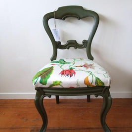 Not For Sale - Avery: hand painted antique victorian balloon back chair in olive