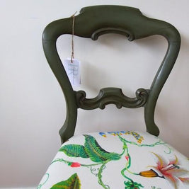 Not For Sale - Avery: hand painted antique victorian balloon back chair in olive