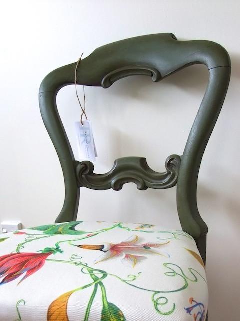 Not For Sale - Avery: hand painted antique victorian balloon back chair in olive
