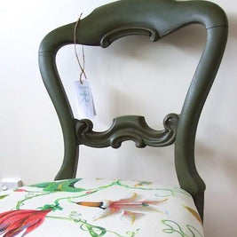 Not For Sale - Avery: hand painted antique victorian balloon back chair in olive