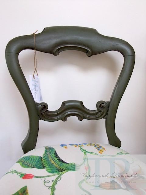Not For Sale - Avery: hand painted antique victorian balloon back chair in olive