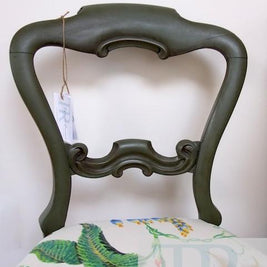 Not For Sale - Avery: hand painted antique victorian balloon back chair in olive