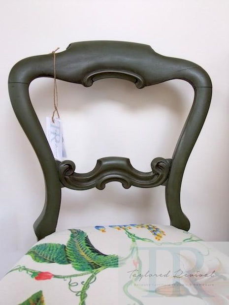 Not For Sale - Avery: hand painted antique victorian balloon back chair in olive