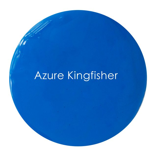 Azure Kingfisher chalk paint swatch – vibrant iridescent blue finish
