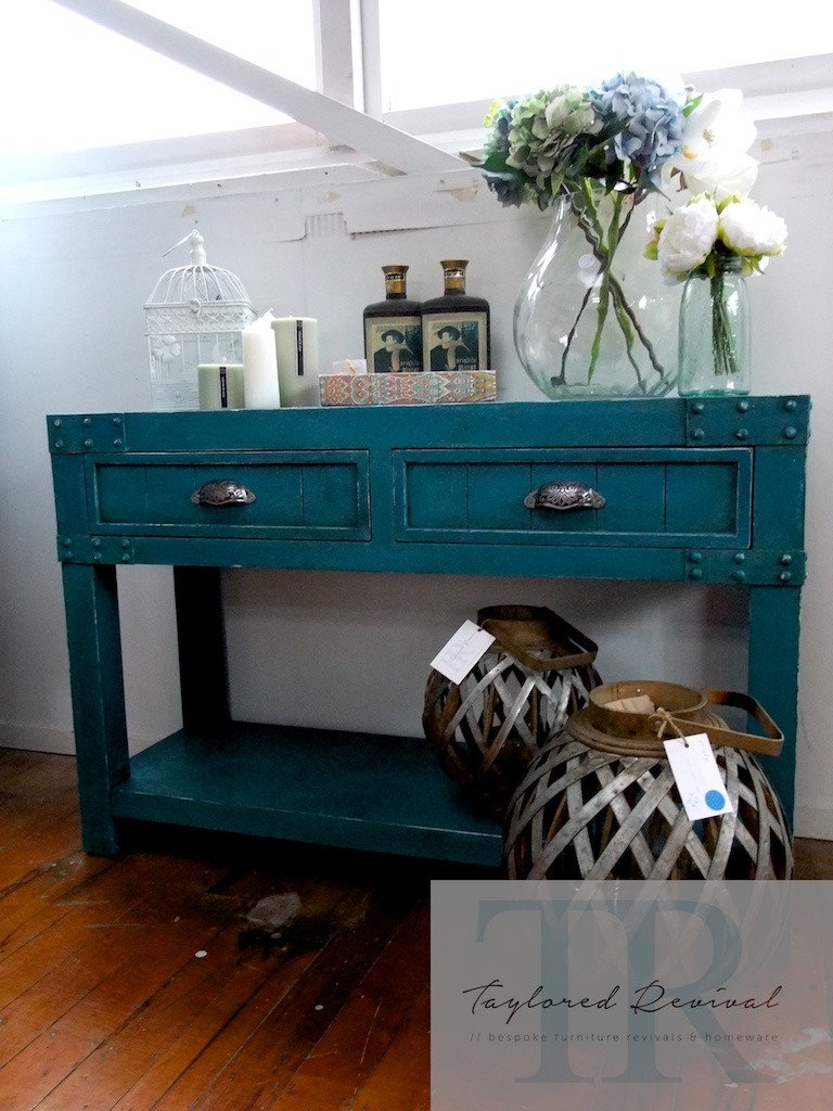 Not For Sale - Commissioned Feature Hall table in custom blended Teal