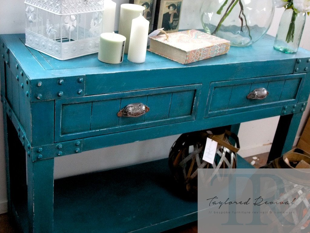 Not For Sale - Commissioned Feature Hall table in custom blended Teal