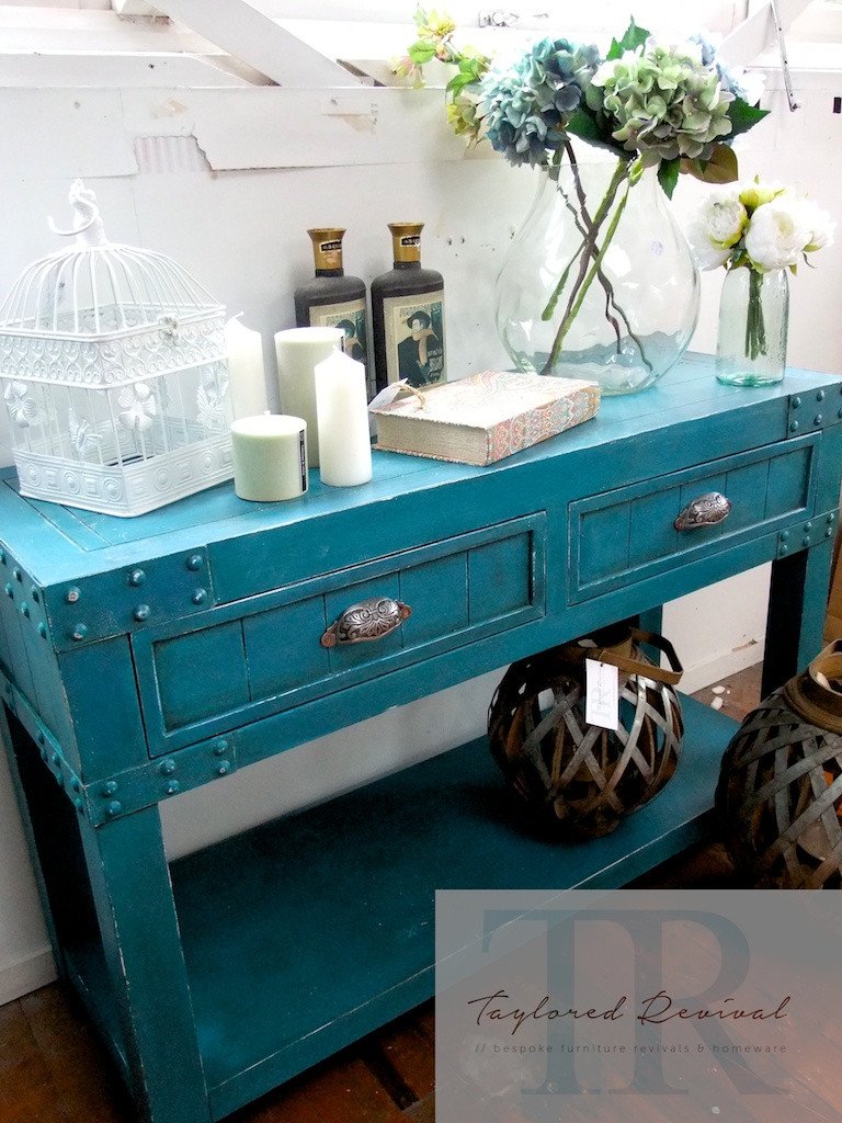Not For Sale - Commissioned Feature Hall table in custom blended Teal