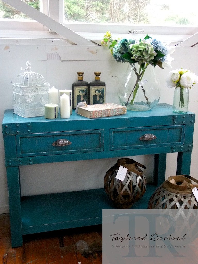 Not For Sale - Commissioned Feature Hall table in custom blended Teal
