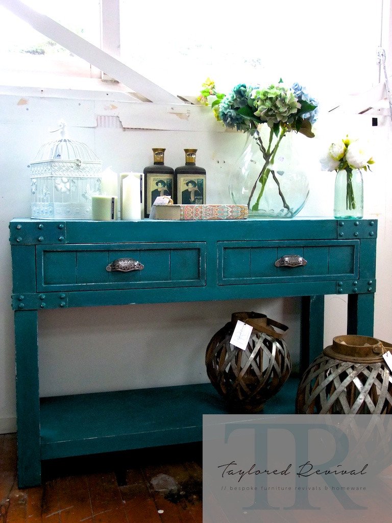 Not For Sale - Commissioned Feature Hall table in custom blended Teal