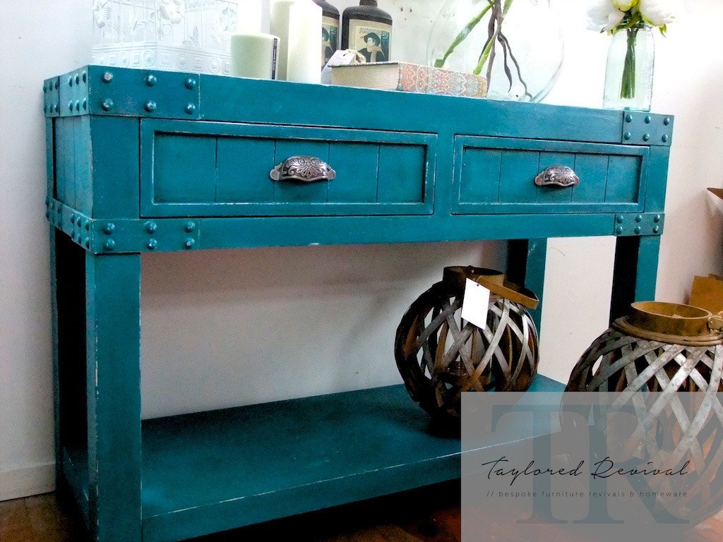 Not For Sale - Commissioned Feature Hall table in custom blended Teal