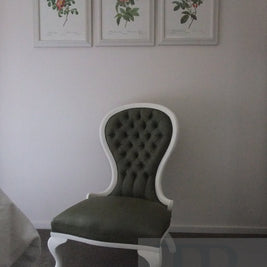 Commissioned chair with painted olive upholstery