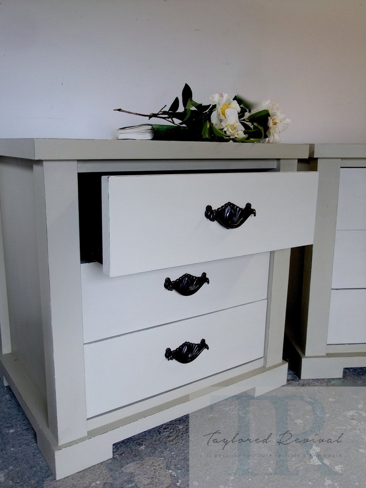 Not For Sale - Commissioned bedside and low cabinet in country grey