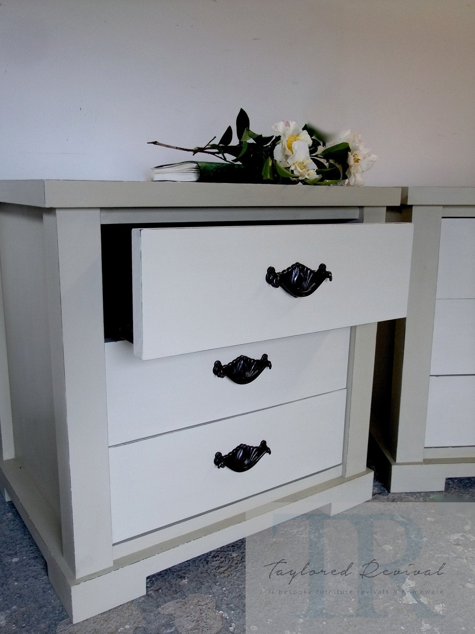 Not For Sale - Commissioned bedside and low cabinet in country grey