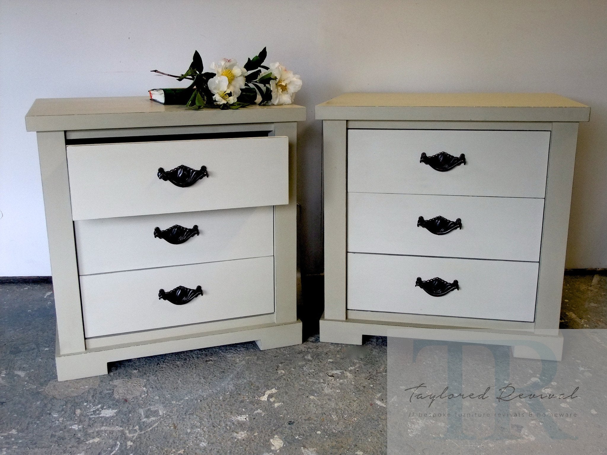 Not For Sale - Commissioned bedside and low cabinet in country grey