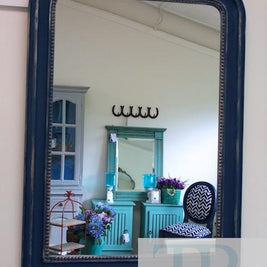 Not For Sale - Bianca: Large hand painted royal blue and gold rustic mirror
