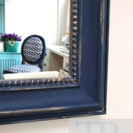 Not For Sale - Bianca: Large hand painted royal blue and gold rustic mirror