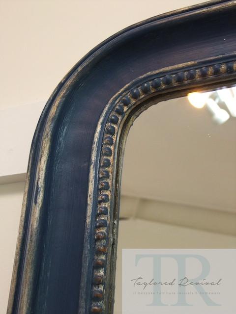Not For Sale - Bianca: Large hand painted royal blue and gold rustic mirror