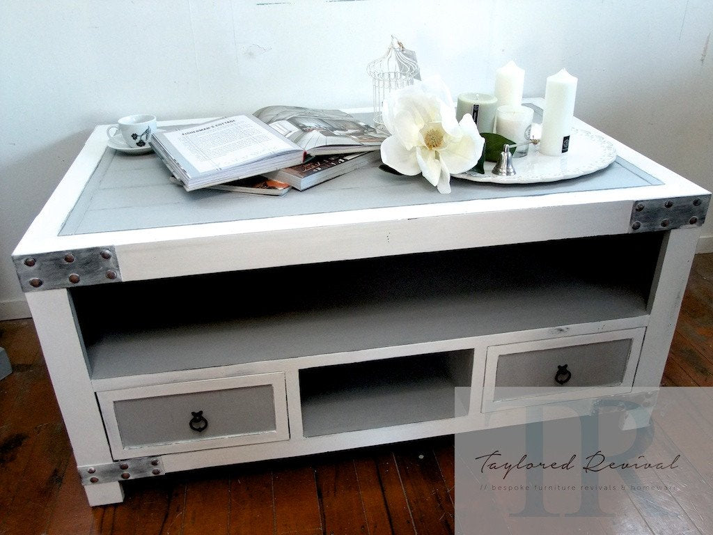 Not For Sale - Commissioned Coastal inspired Coffee table in Paris Grey and Pure White