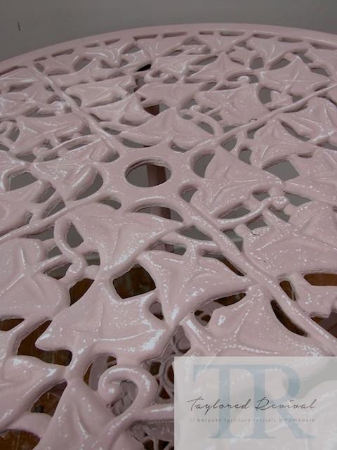 Commissioned outdoor set in custom blended pink