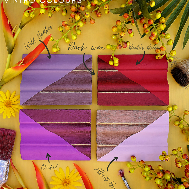 Highly pigmented, saturated Vintro colours