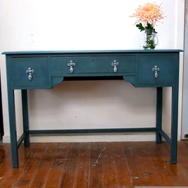 Not For Sale - Commissioned Antique dressing table into hall table in Aubusson Blue