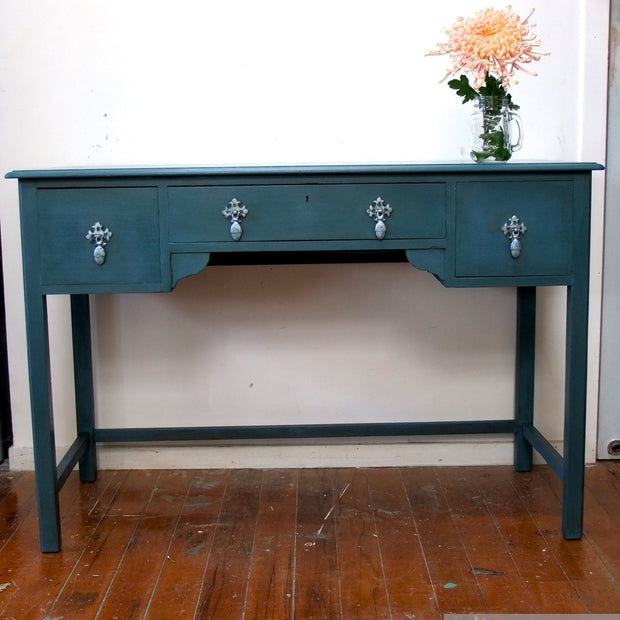 Not For Sale - Commissioned Antique dressing table into hall table in Aubusson Blue