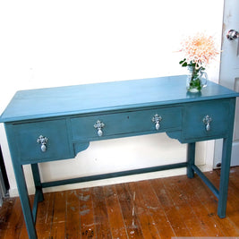 Not For Sale - Commissioned Antique dressing table into hall table in Aubusson Blue