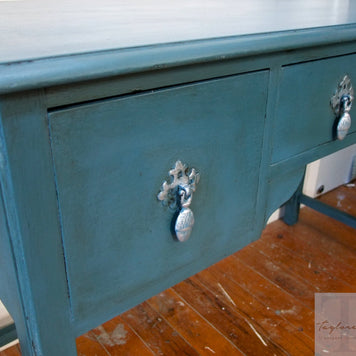 Not For Sale - Commissioned Antique dressing table into hall table in Aubusson Blue
